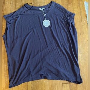 NWT Scoop neck blue/grey short sleeve shirt